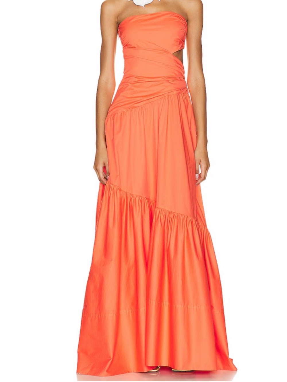 A.L.C. Strapless Cutout Coral-Orange Maxi Dress